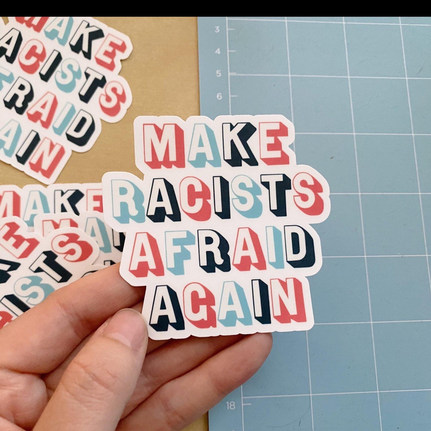 make racists afraid again vinyl sticker - lucky jones co.