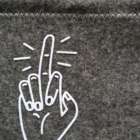 middle finger small wool felt banner