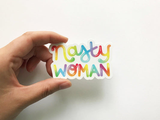 nasty woman rainbow gradient sticker - lucky jones co.